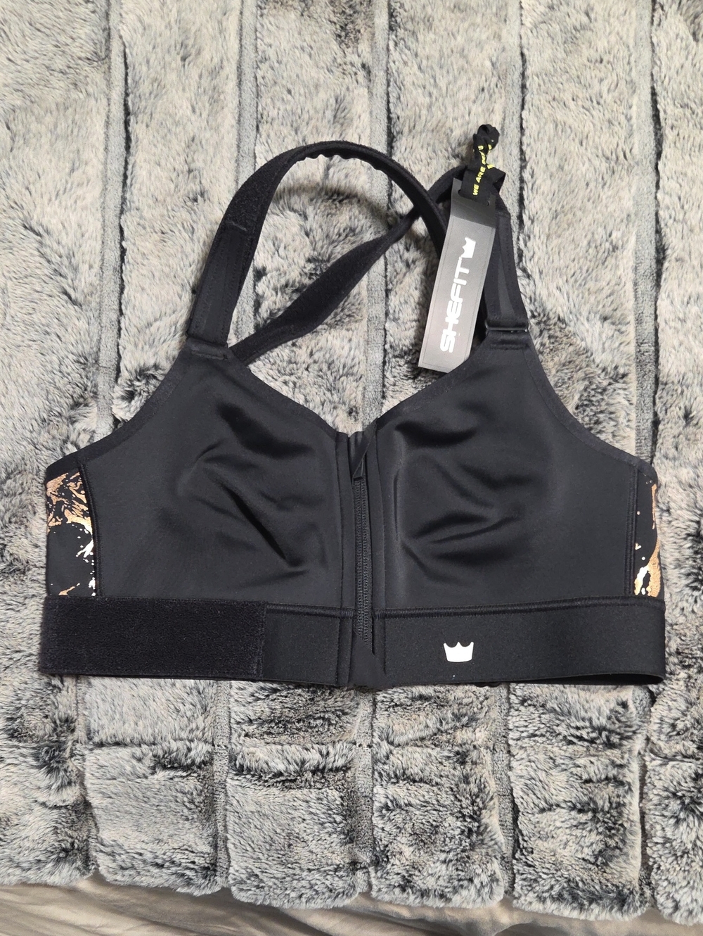 Black Front-Zip Support Sports Bra